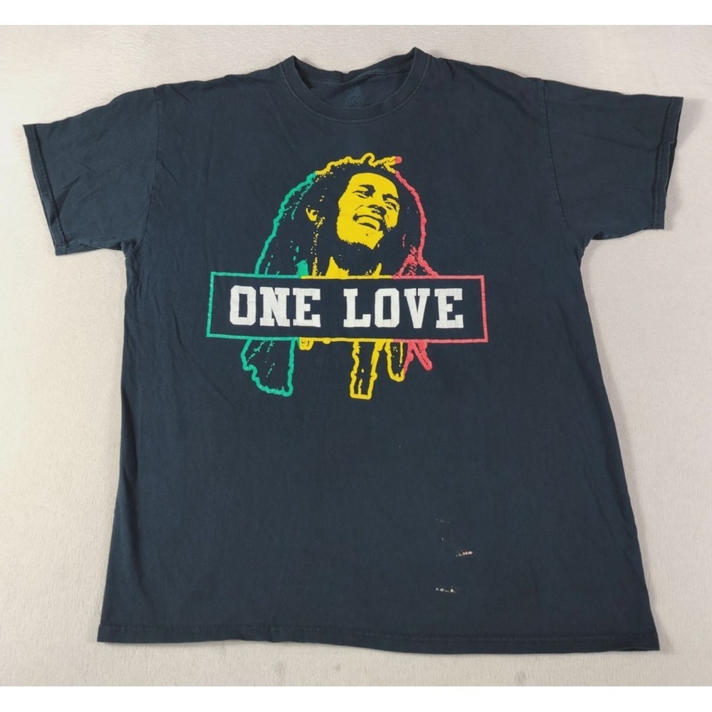 Zion Rootswear Bob Marley Shirt Mens Large Black One Love Rasta Graphic Tee